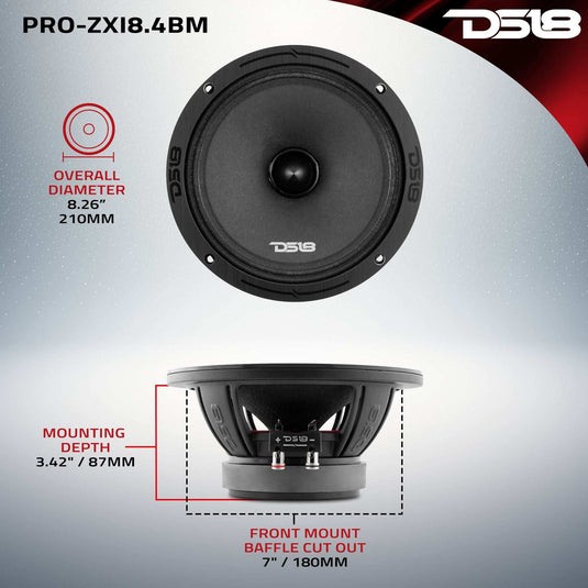 PRO-ZXI 8" Mid-Range Bullet Loudspeaker Neodymium/Ferrite Magnets 350 Watts Rms 4-Ohm - Skoutley Outdoors LLC
