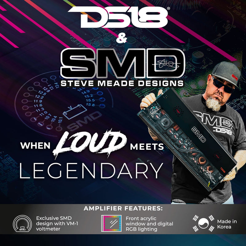 Load image into Gallery viewer, SMD Monoblock Amplifier with VM-1 Voltmeter and Digital LED Lights 2000W RMS at 1-ohm - Steve Meade Designs

