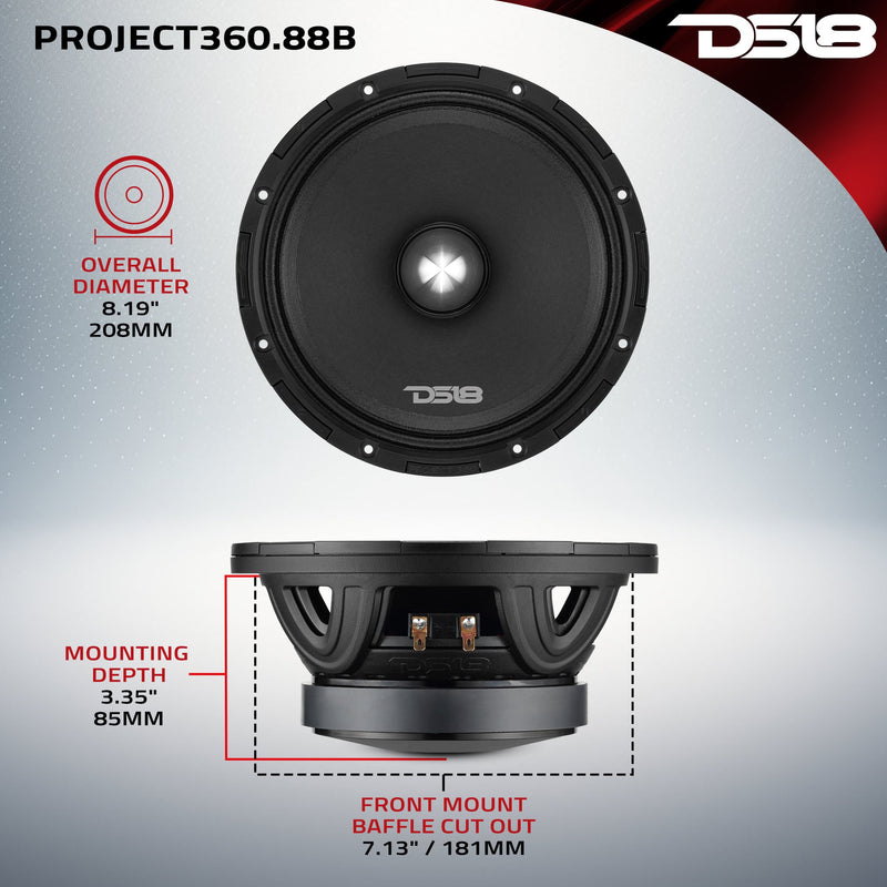 Load image into Gallery viewer, PROJECT360 8” High-Sensitivity Mid-High Loudspeaker with Bullet - 300W RMS 8-Ohm - Rotating Recone Design For Quick Repair
