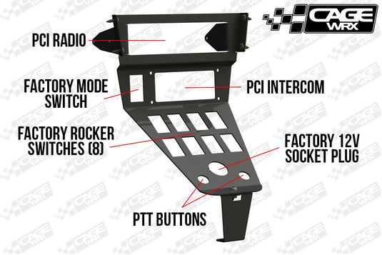 Polaris RZR PCI Radio & Intercom Mount | (2020-2024) Pro R / Pro S / Turbo R / Pro XP | KENWOOD RADIO