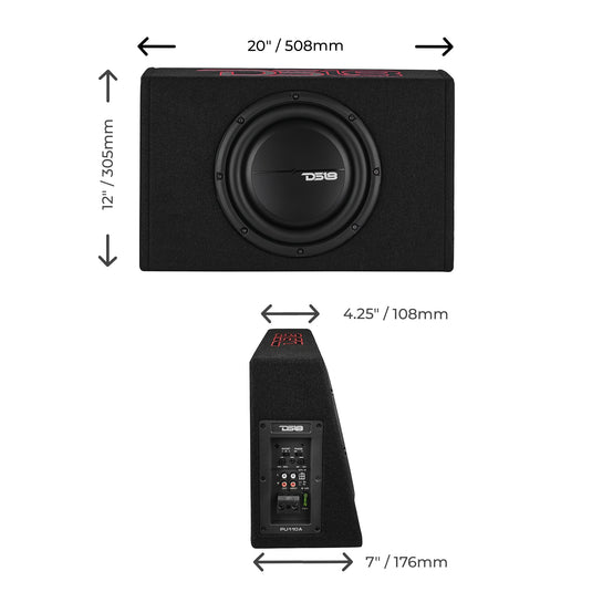 10” Amplified Shallow Subwoofer Enclosure for Pickup Trucks