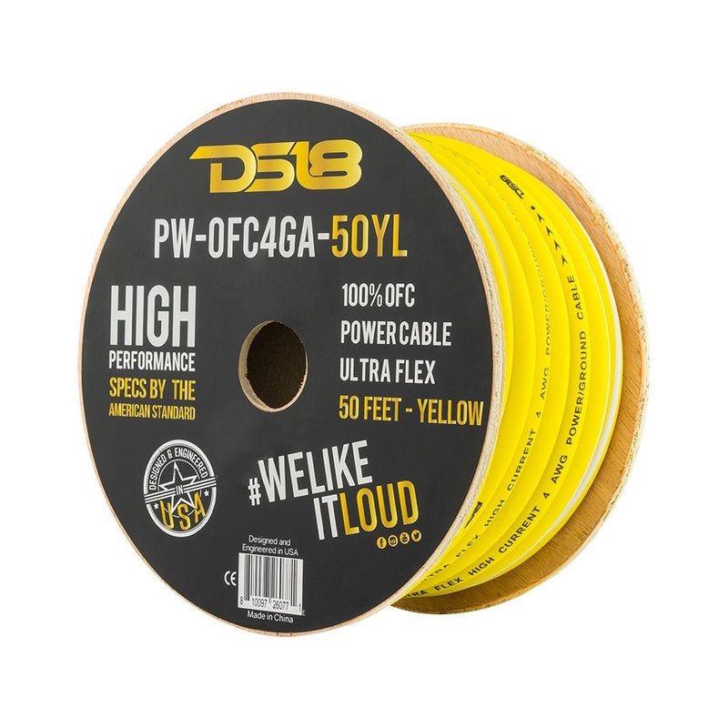 Load image into Gallery viewer, 4-GA 100% OFC Ground, Power Cable, 50 Feet -Yellow
