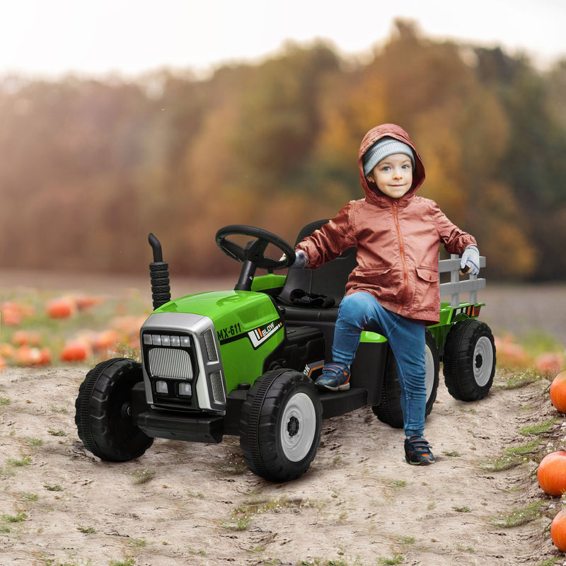 Load image into Gallery viewer, 12V Electric Tractor with Trailer and Dual Motors for Kids
