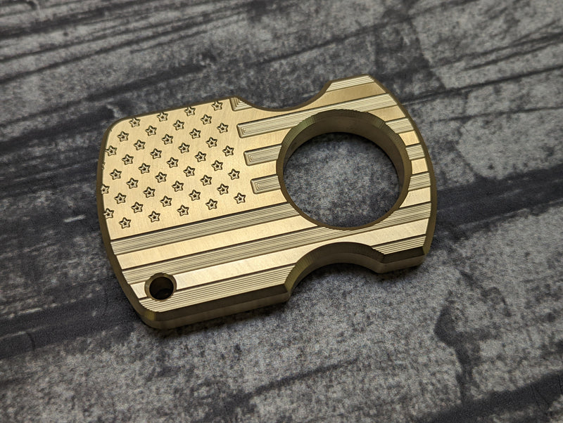 Load image into Gallery viewer, Milspin Brass Knuckle Full Cover American Flag Single Hole Solid Brass Paperweight

