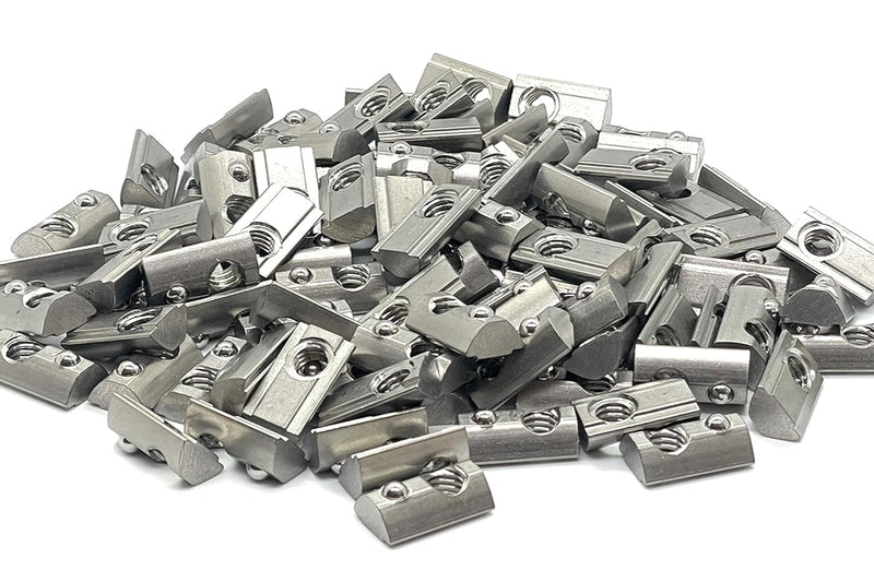 Load image into Gallery viewer, 15S Roll-In T-Nuts w/ Ball Spring &amp; Alignment Grooves - Stainless Steel (5/16-18 &amp; 1/4-20 Thread)
