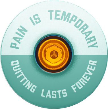 Load image into Gallery viewer, Pain is Temporary - Quitting Lasts Forever Bicycle Headset Cap
