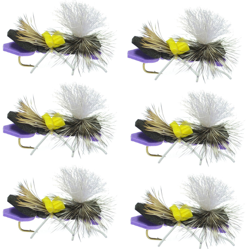 Load image into Gallery viewer, Parachute Chernobyl Ant Purple Foam Body Grasshopper Fly - 6 Flies Hook Size 10
