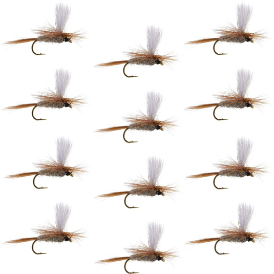 Hares Ear Parachute Classic Dry Fly - 12 Flies Hook Size 12