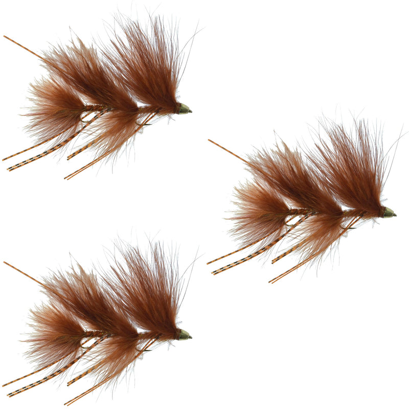 Load image into Gallery viewer, 3 Pack Circus Peanut Envy Articulated Streamers Brown - Size 6
