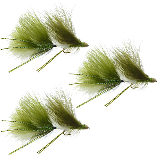 3 Pack Circus Peanut Envy Articulated Streamers Olive/White - Size 6