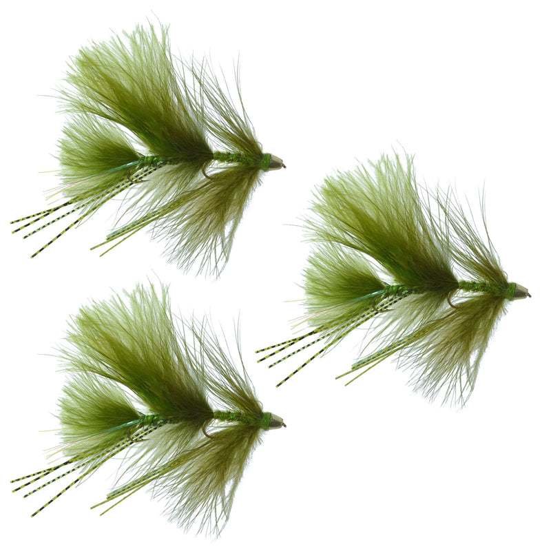 Load image into Gallery viewer, 3 Pack Circus Peanut Envy Articulated Streamers Olive - Size 6
