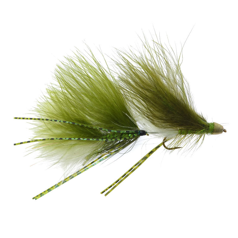 Load image into Gallery viewer, 3 Pack Circus Peanut Envy Articulated Streamers Olive/White - Size 6
