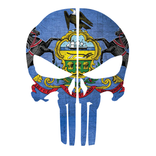 PENNSYLVANIA FLAG PUNISHER SKULL REAR HELMET REFLECTIVE HELMET DECAL