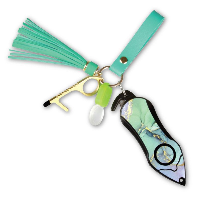 Load image into Gallery viewer, Personal Alarm Keychain Safety Emergency Tool (Green Marble)
