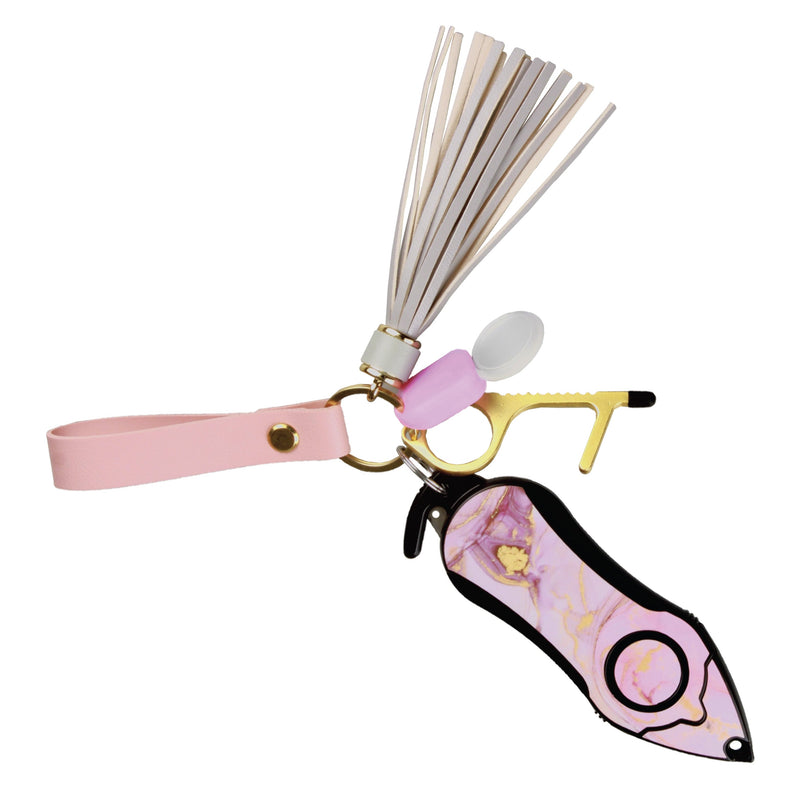 Load image into Gallery viewer, Personal Alarm Keychain Safety Emergency Tool (Pink Marble)
