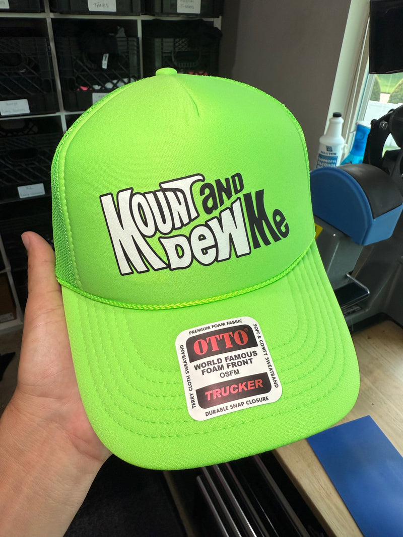 Load image into Gallery viewer, Mount and Dew Me Trucker Hat

