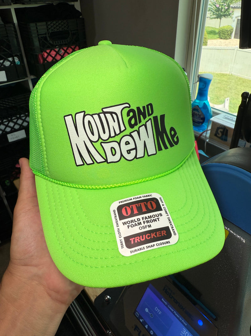 Load image into Gallery viewer, Mount and Dew Me Trucker Hat
