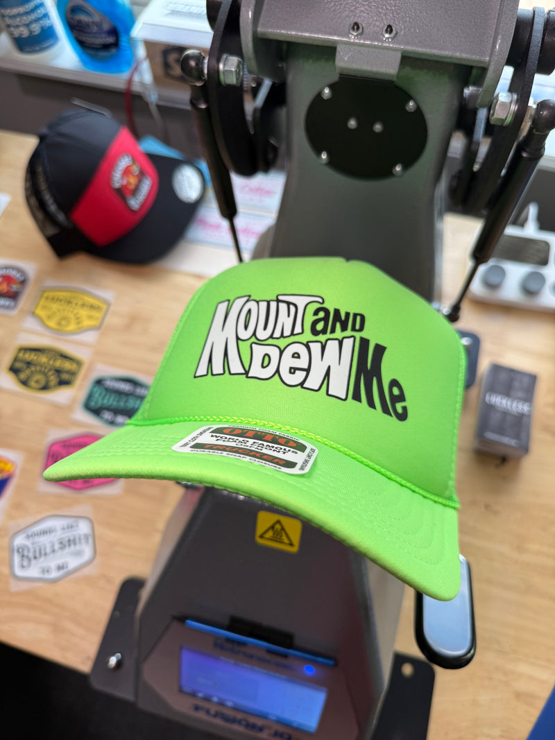 Load image into Gallery viewer, Mount and Dew Me Trucker Hat
