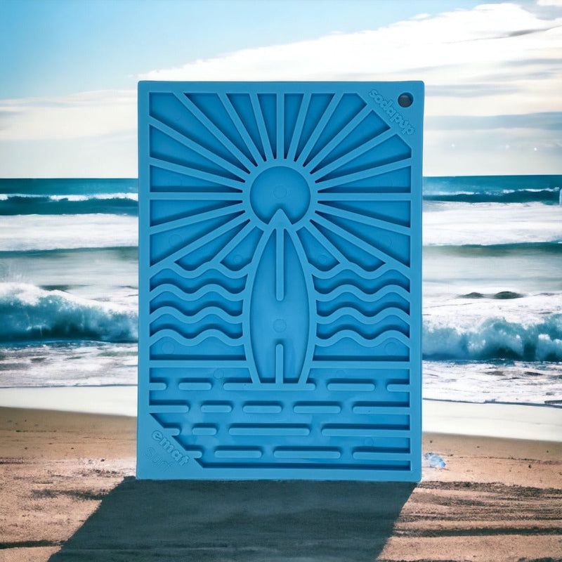 Load image into Gallery viewer, Surf's Up eMat - Small Lickmat for Dogs and Cats | Beach-Themed Design | SodaPup
