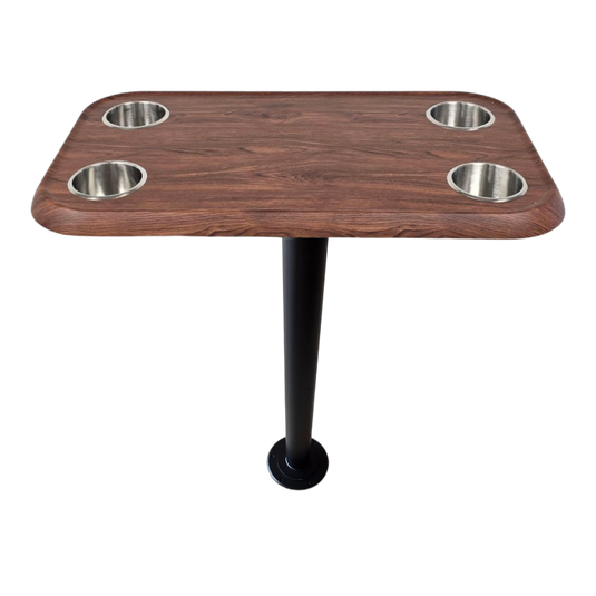 RV Side Tables | RV End Tables - Table Set - 6" Flush Mount Floor Plate / Anti Wobble, Cocktail Design (6 colors)