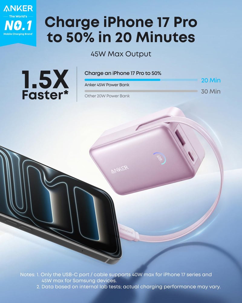 Load image into Gallery viewer, Anker Nano Power Bank (10K, 45W, Built-In Retractable USB-C Cable)
