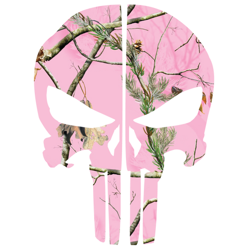 PINK WOODS CAMO PUNISHER SKULL REAR HELMET REFLECTIVE HELMET DECAL