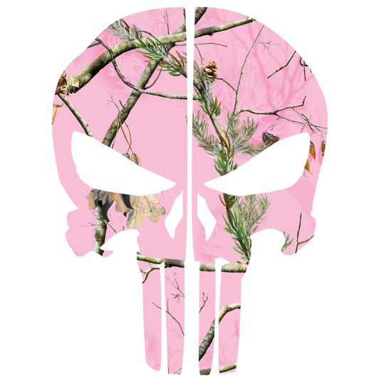 PINK WOODS CAMO PUNISHER SKULL REAR HELMET REFLECTIVE HELMET DECAL