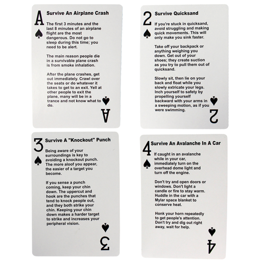 Survival Tips Playing Cards