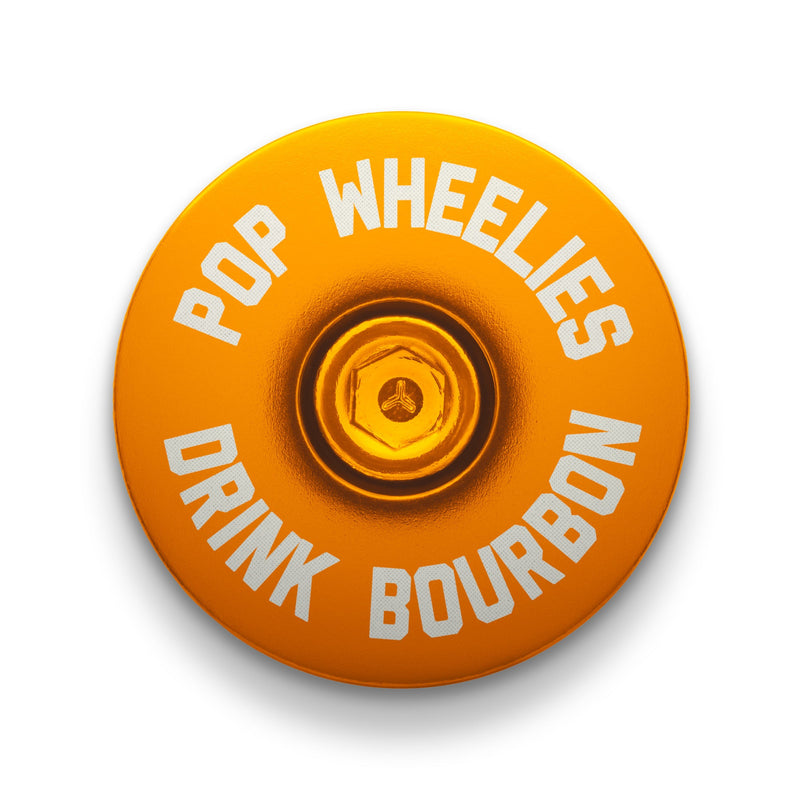 Load image into Gallery viewer, Pop Wheelies Drink Bourbon Bicycle Headset Cap
