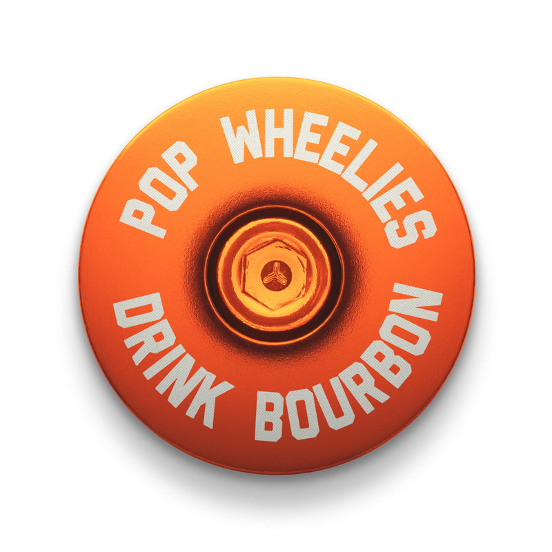 Load image into Gallery viewer, Pop Wheelies Drink Bourbon Bicycle Headset Cap
