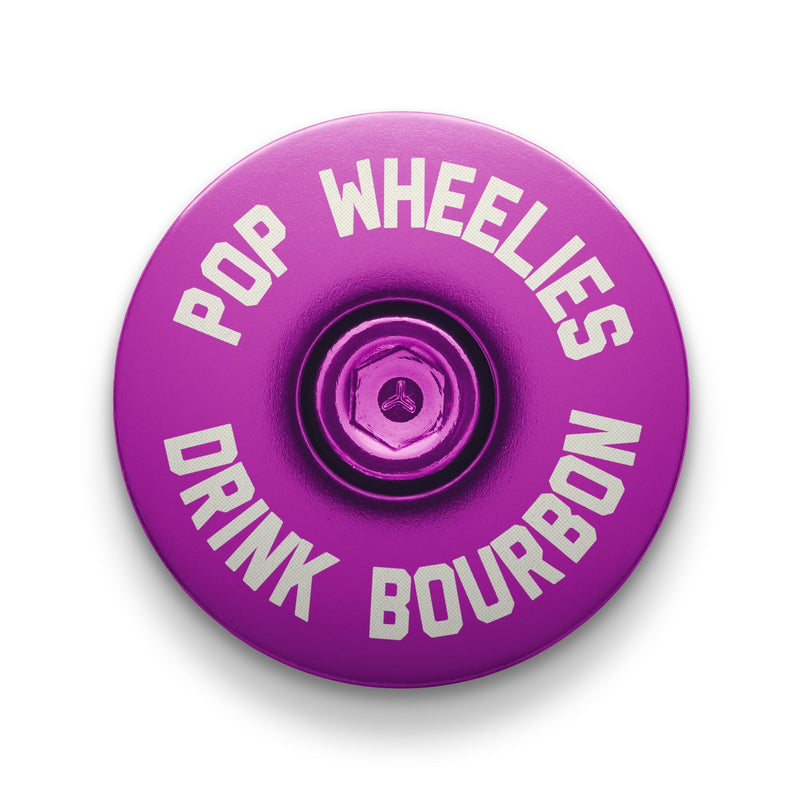 Load image into Gallery viewer, Pop Wheelies Drink Bourbon Bicycle Headset Cap
