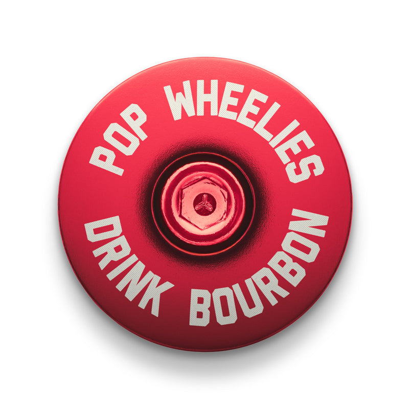 Load image into Gallery viewer, Pop Wheelies Drink Bourbon Bicycle Headset Cap
