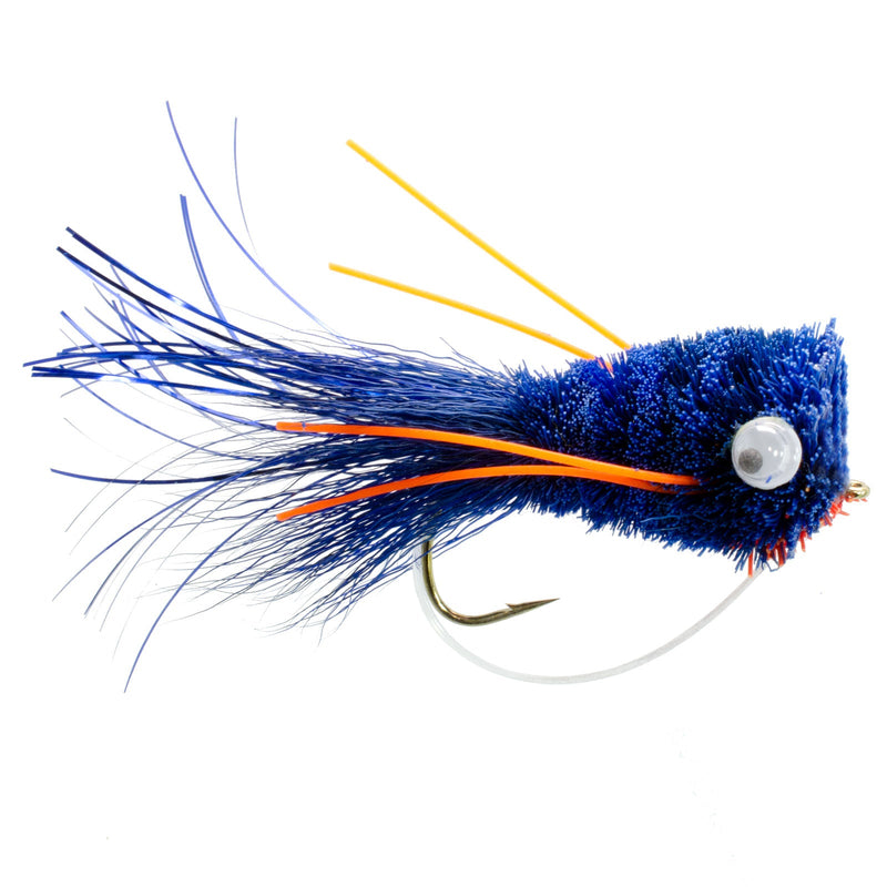 Load image into Gallery viewer, 3 Pack Flashtail Bass Popper Size 6 - Blue Orange Bass Fly Fishing Bug Wide Gape Bass Hooks With Weed Guard
