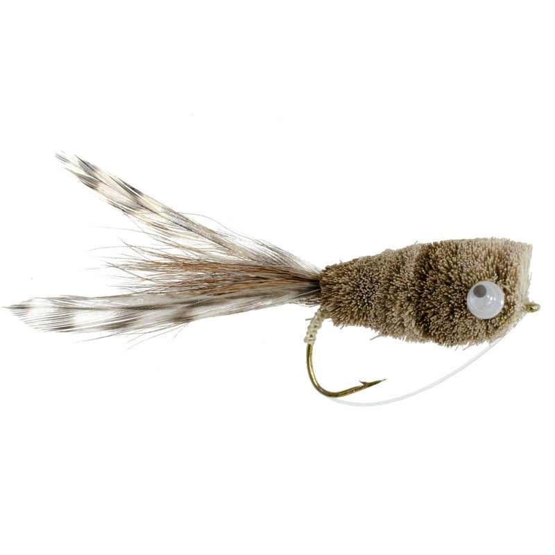Load image into Gallery viewer, Natural Deer Hair and Grizzly Bass Popper 6 Flies Hook Size 8 Bass Fly Fishing Bug Wide Gape Bass Hooks With Weed Guard
