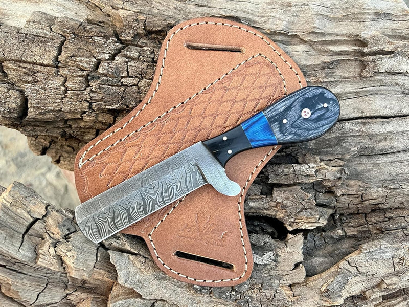 Load image into Gallery viewer, Custom Handmade Bull Cutter Knife – Damascus Steel Holiday Edition
