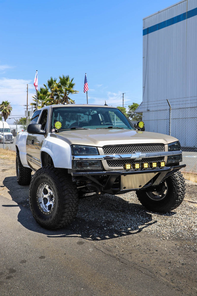 Load image into Gallery viewer, 1999-2006 Chevy Silverado &amp; GMC Sierra Hood / Windshield Pillar Mounts for LED Pod USA Made

