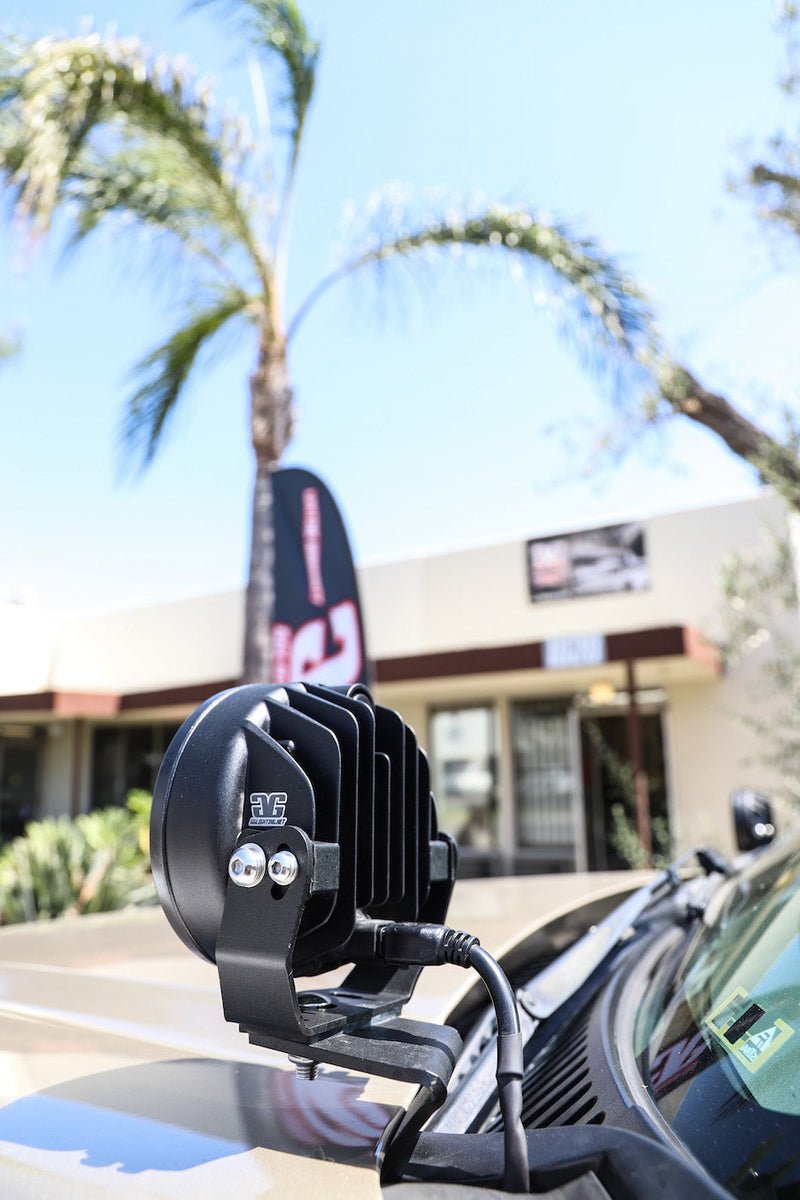 Load image into Gallery viewer, 1999-2006 Chevy Silverado &amp; GMC Sierra Hood / Windshield Pillar Mounts for LED Pod USA Made
