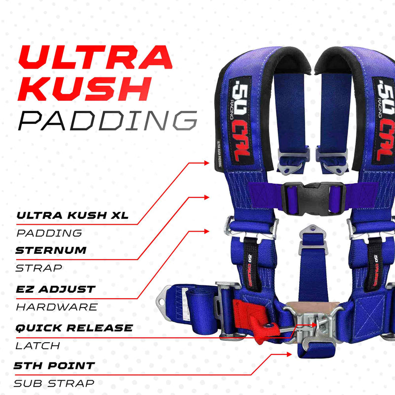 Load image into Gallery viewer, 2" 5 point Pro Series Latch Harness 50 Caliber Racing Harness
