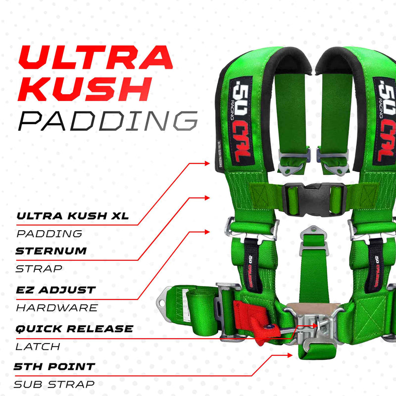Load image into Gallery viewer, 2" 5 point Pro Series Latch Harness 50 Caliber Racing Harness
