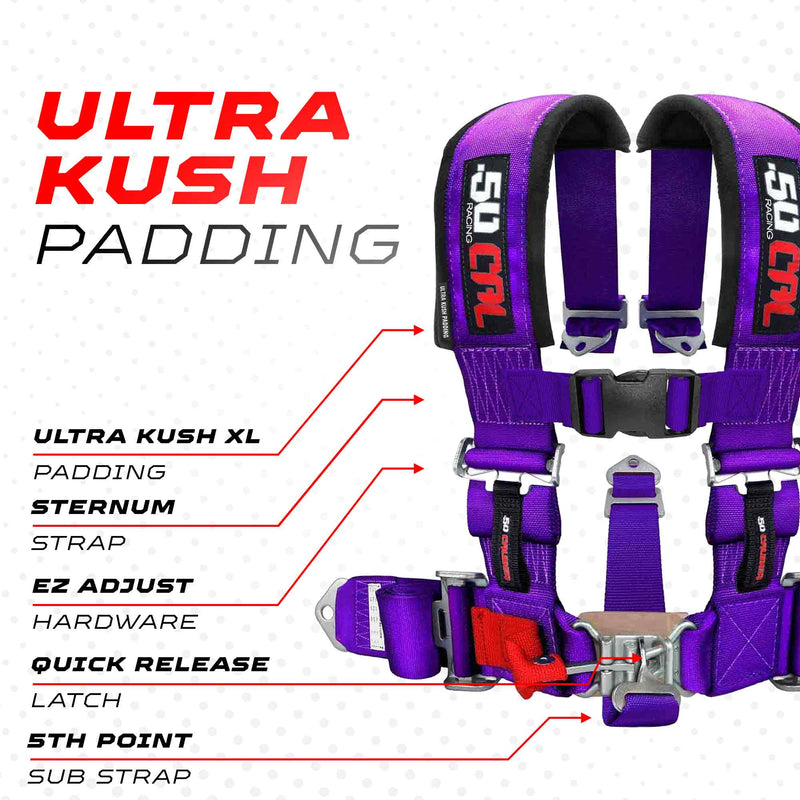 Load image into Gallery viewer, 2" 5 point Pro Series Latch Harness 50 Caliber Racing Harness
