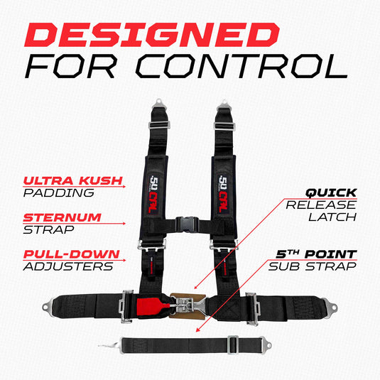 2" 5 Point Racing Harness – Pro Series Race Latch | 50 Caliber Racing