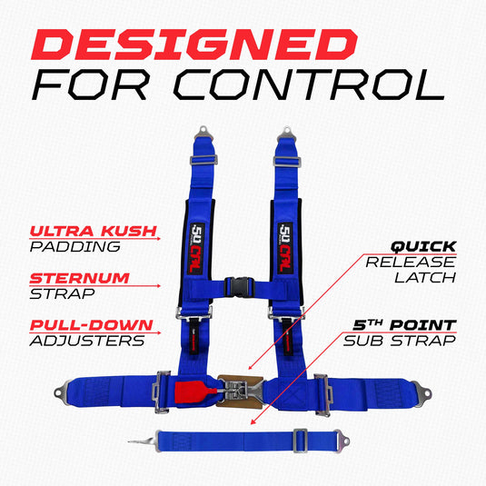 2" 5 Point Racing Harness – Pro Series Race Latch | 50 Caliber Racing