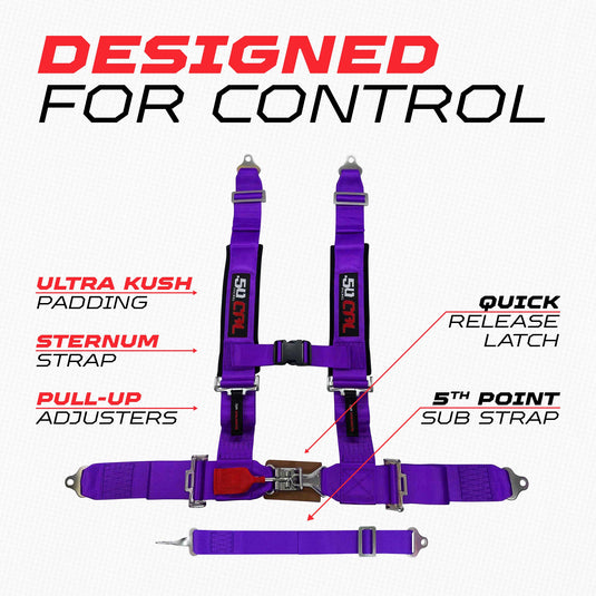2" 5 point Pro Series Latch Harness 50 Caliber Racing Harness