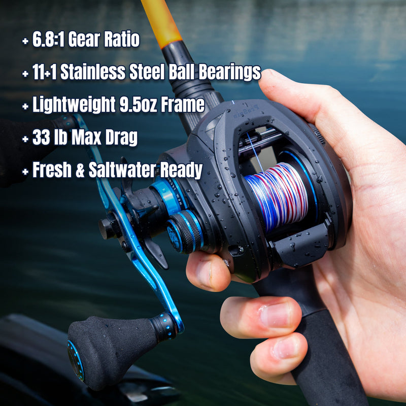 Load image into Gallery viewer, Reaction Tackle Baitcasting Fishing Reel – ProSpin Edition - 6.8:1 Gear Ratio
