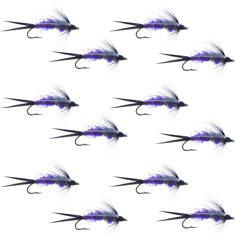 Load image into Gallery viewer, Double Bead Purple Psycho Prince Nymph Fly Fishing Flies - 1 Dozen Flies Hook Size 8
