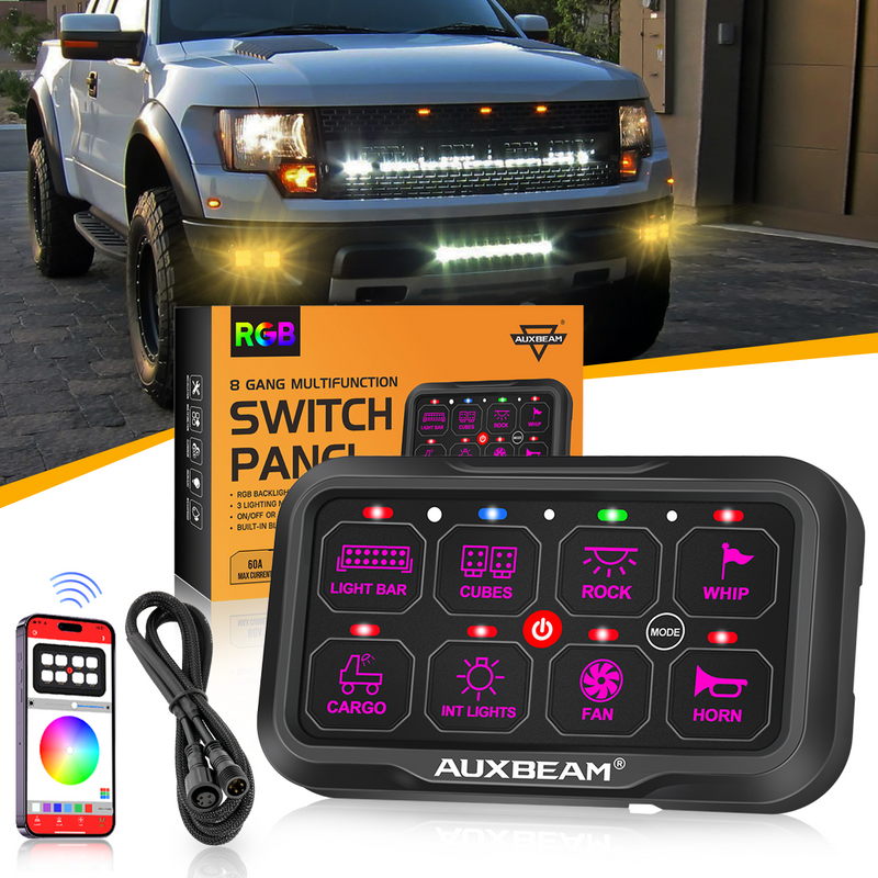 Load image into Gallery viewer, AR-800 Multifunction RGB Switch Panel with Bluetooth Controlled &amp; 47 Inch Extension Cable(Optional) for Chevrolet Silverado
