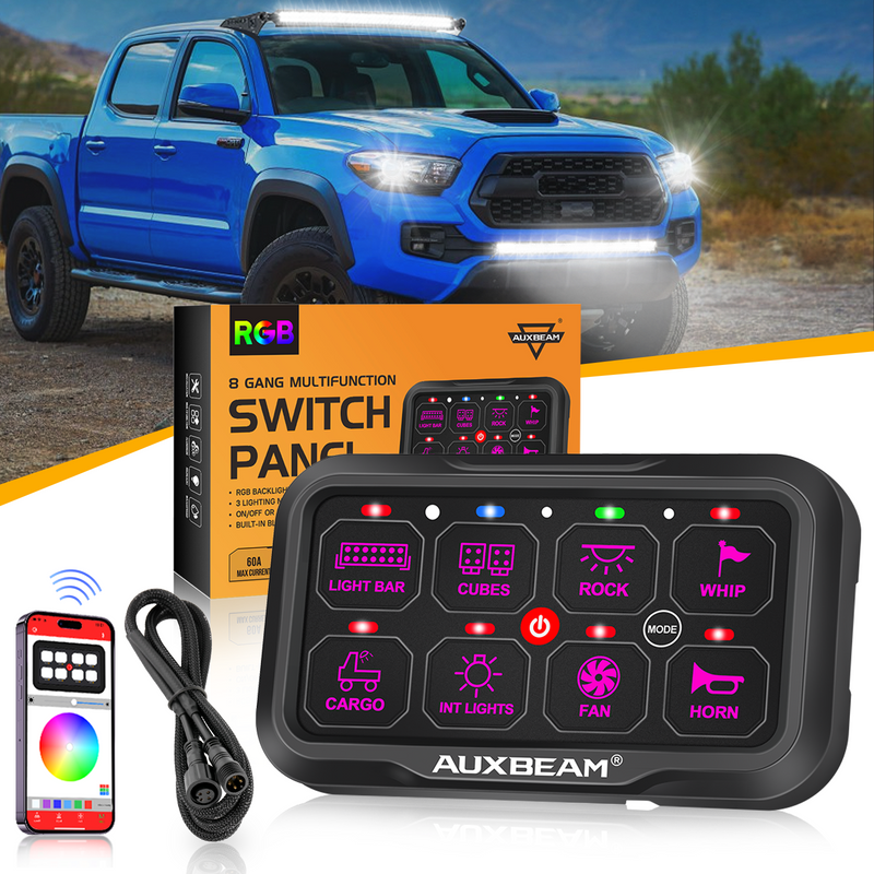 Load image into Gallery viewer, AR-800 Multifunction RGB Switch Panel with Bluetooth Controlled &amp; 47 Inch Extension Cable(Optional) for Toyota Tacoma
