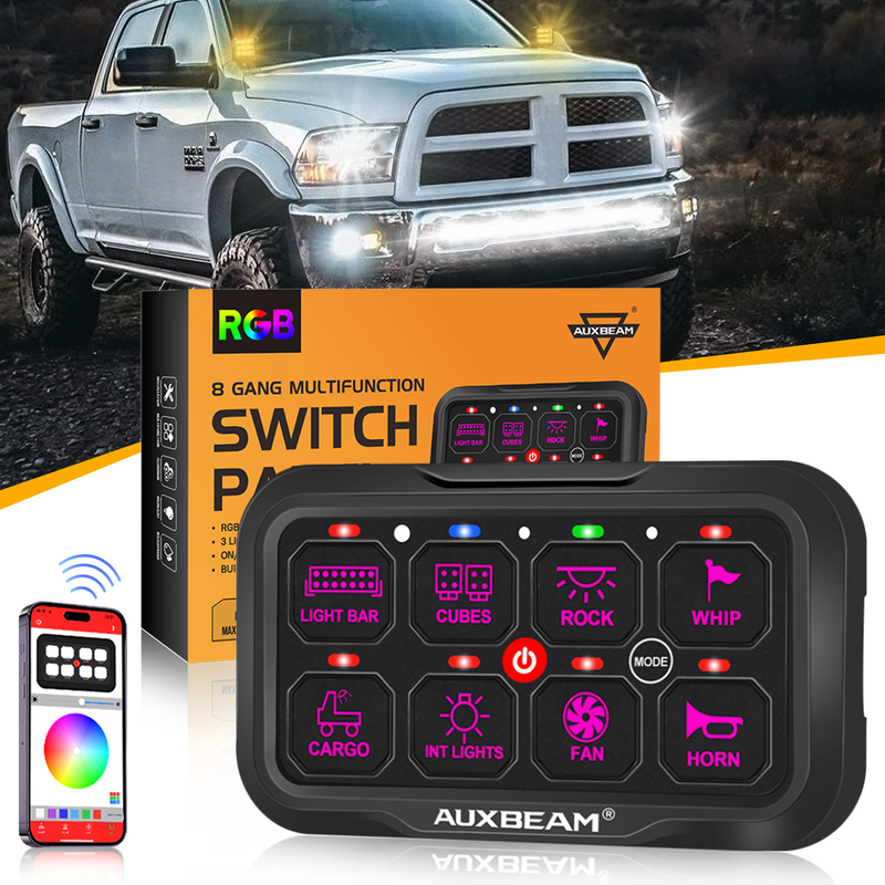 Load image into Gallery viewer, AR-800 Multifunction RGB Switch Panel with Bluetooth Controlled &amp; 47 Inch Extension Cable(Optional) for Dodge Ram
