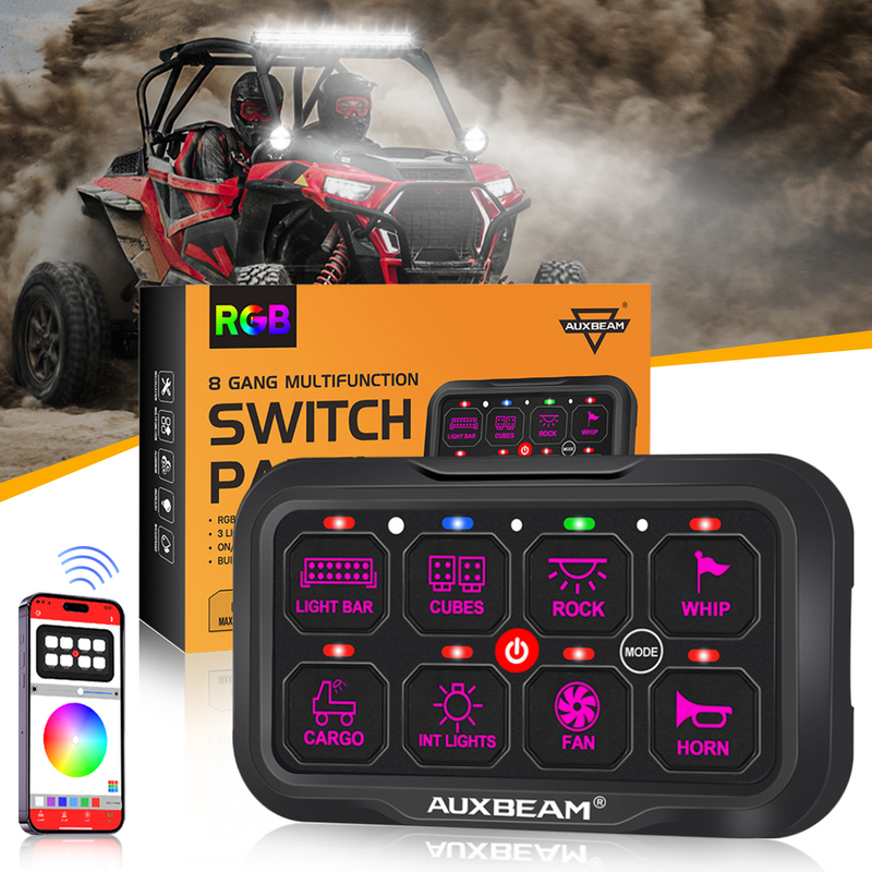 Load image into Gallery viewer, AR-800 Multifunction RGB Switch Panel with Bluetooth Controlled &amp; 47 Inch Extension Cable(Optional) for Polaris RZR XP Turbo / Turbo S 2016 2017 2018 2019 2020 2021
