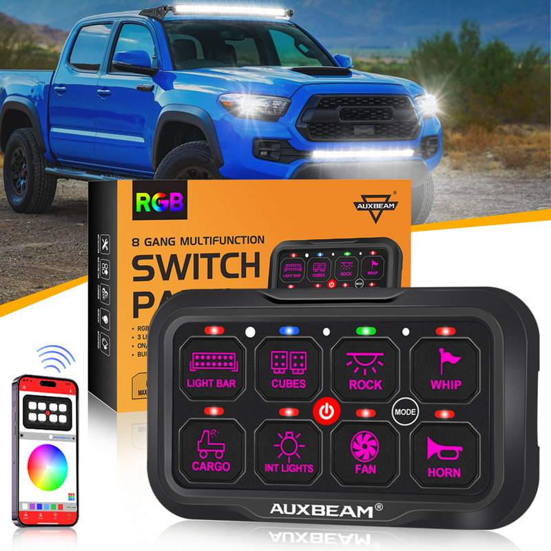 Load image into Gallery viewer, AR-800 Multifunction RGB Switch Panel with Bluetooth Controlled &amp; 47 Inch Extension Cable(Optional) for Toyota Tacoma
